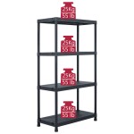 vidaXL Raft de depozitare, negru, 60 x 30 x 138 cm, plastic, 100 kg vidaXL Raft de depozitare, negru, 60 x 30 x 138 cm, plastic, 100 kg