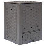 vidaXL Compostor de grădină, maro, 60x60x83 cm, 300 L plastic ratan vidaXL Compostor de grădină, maro, 60x60x83 cm, 300 L plastic ratan