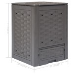 vidaXL Compostor de grădină, maro, 60x60x83 cm, 300 L plastic ratan vidaXL Compostor de grădină, maro, 60x60x83 cm, 300 L plastic ratan