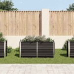 vidaXL Strat înălțat de grădină antracit 160x40x77 cm oțel galvanizat