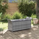 vidaXL Bancă de depozitare cu pernă, gri, 138 cm, poliratan vidaXL Bancă de depozitare cu pernă, gri, 138 cm, poliratan