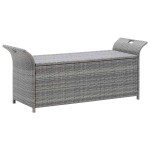 vidaXL Bancă de depozitare cu pernă, gri, 138 cm, poliratan vidaXL Bancă de depozitare cu pernă, gri, 138 cm, poliratan