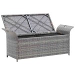 vidaXL Bancă de depozitare cu pernă, gri, 138 cm, poliratan vidaXL Bancă de depozitare cu pernă, gri, 138 cm, poliratan