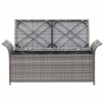 vidaXL Bancă de depozitare cu pernă, gri, 138 cm, poliratan vidaXL Bancă de depozitare cu pernă, gri, 138 cm, poliratan