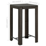 vidaXL Masă de bar de grădină, maro, 60,5 x 60,5 x 110,5 cm, poliratan