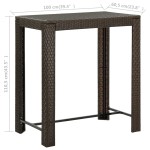 vidaXL Masă de bar de grădină, maro, 100 x 60,5 x 110,5 cm, poliratan vidaXL Masă de bar de grădină, maro, 100 x 60,5 x 110,5 cm, poliratan
