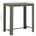 vidaXL Masă de bar de grădină, gri, 100 x 60,5 x 110,5 cm, poliratan vidaXL Masă de bar de grădină, gri, 100 x 60,5 x 110,5 cm, poliratan
