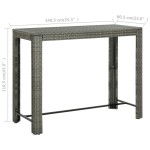 vidaXL Masă de bar de grădină, gri, 140,5 x 60,5 x 110,5 cm, poliratan vidaXL Masă de bar de grădină, gri, 140,5 x 60,5 x 110,5 cm, poliratan