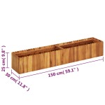 vidaXL Strat înălțat de grădină, 150x30x25 cm, lemn masiv de acacia