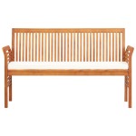 vidaXL Bancă grădină cu 3 locuri &amp; pernă, 150 cm, lemn masiv acacia