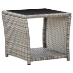 vidaXL Măsuță de cafea, gri, 45 x 45 x 40 cm, poliratan și sticlă vidaXL Măsuță de cafea, gri, 45 x 45 x 40 cm, poliratan și sticlă