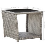 vidaXL Măsuță de cafea, gri, 45 x 45 x 40 cm, poliratan și sticlă vidaXL Măsuță de cafea, gri, 45 x 45 x 40 cm, poliratan și sticlă