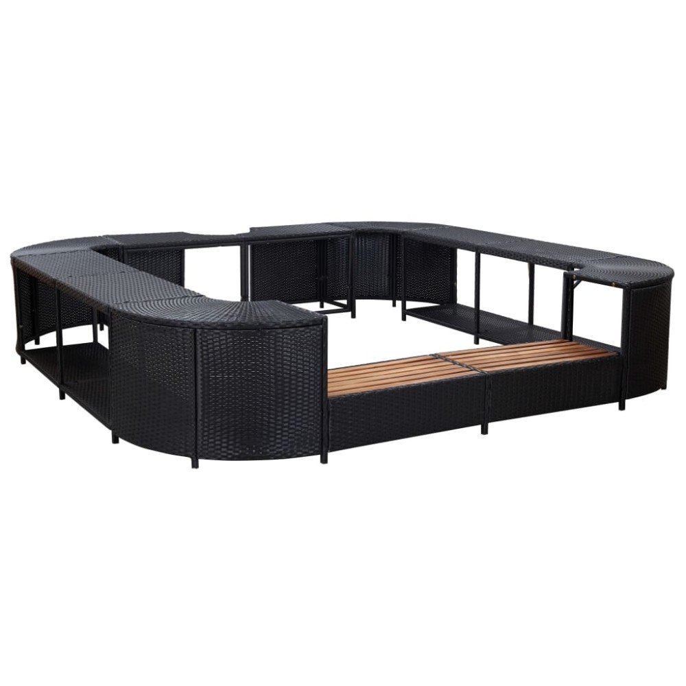 vidaXL Mobilier împrejmuire spa negru 268x268x55 cm poliratan pătrat
