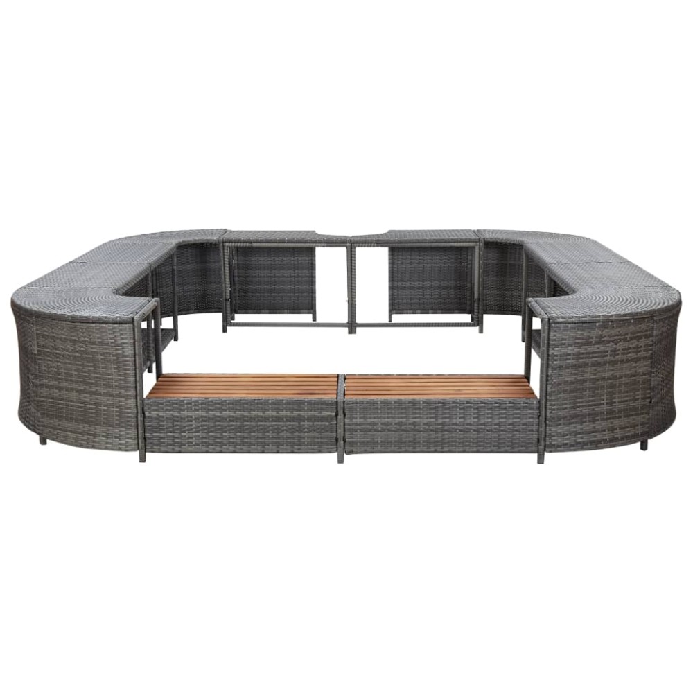 vidaXL Mobilier împrejmuire spa gri 268x268x55 cm poliratan pătrat