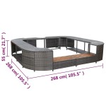 vidaXL Mobilier împrejmuire spa gri 268x268x55 cm poliratan pătrat