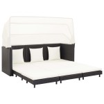 vidaXL Canapea extensibilă cu 3 locuri, cu acoperiș, negru, poliratan vidaXL Canapea extensibilă cu 3 locuri, cu acoperiș, negru, poliratan
