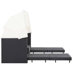 vidaXL Canapea extensibilă cu 3 locuri, cu acoperiș, negru, poliratan vidaXL Canapea extensibilă cu 3 locuri, cu acoperiș, negru, poliratan