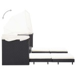 vidaXL Canapea extensibilă cu 3 locuri, cu acoperiș, negru, poliratan vidaXL Canapea extensibilă cu 3 locuri, cu acoperiș, negru, poliratan