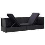 vidaXL Pat de grădină cu perne, negru, poliratan vidaXL Pat de grădină cu perne, negru, poliratan