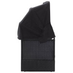 vidaXL Pat canapea de exterior cu copertină, negru, poliratan vidaXL Pat canapea de exterior cu copertină, negru, poliratan