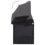 vidaXL Pat canapea de exterior cu copertină, negru, poliratan vidaXL Pat canapea de exterior cu copertină, negru, poliratan