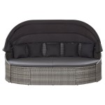 vidaXL Pat șezlong de exterior cu copertină, gri, poliratan vidaXL Pat șezlong de exterior cu copertină, gri, poliratan