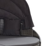 vidaXL Pat șezlong de exterior cu copertină, gri, poliratan vidaXL Pat șezlong de exterior cu copertină, gri, poliratan