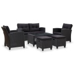 vidaXL Set mobilier de grădină cu perne, 6 piese, negru, poliratan vidaXL Set mobilier de grădină cu perne, 6 piese, negru, poliratan