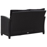 vidaXL Set mobilier de grădină cu perne, 6 piese, negru, poliratan vidaXL Set mobilier de grădină cu perne, 6 piese, negru, poliratan