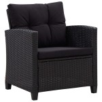 vidaXL Set mobilier de grădină cu perne, 6 piese, negru, poliratan vidaXL Set mobilier de grădină cu perne, 6 piese, negru, poliratan