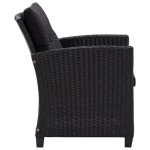 vidaXL Set mobilier de grădină cu perne, 6 piese, negru, poliratan vidaXL Set mobilier de grădină cu perne, 6 piese, negru, poliratan