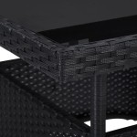 vidaXL Masă de exterior, negru, poliratan și sticlă vidaXL Masă de exterior, negru, poliratan și sticlă