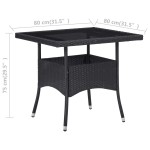 vidaXL Masă de exterior, negru, poliratan și sticlă vidaXL Masă de exterior, negru, poliratan și sticlă