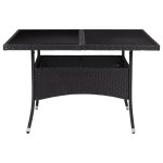 vidaXL Masă de exterior, negru, poliratan și sticlă vidaXL Masă de exterior, negru, poliratan și sticlă