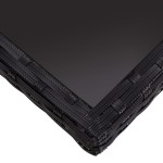 vidaXL Masă de exterior, negru, poliratan și sticlă vidaXL Masă de exterior, negru, poliratan și sticlă