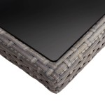 vidaXL Masă de exterior, gri, poliratan și sticlă