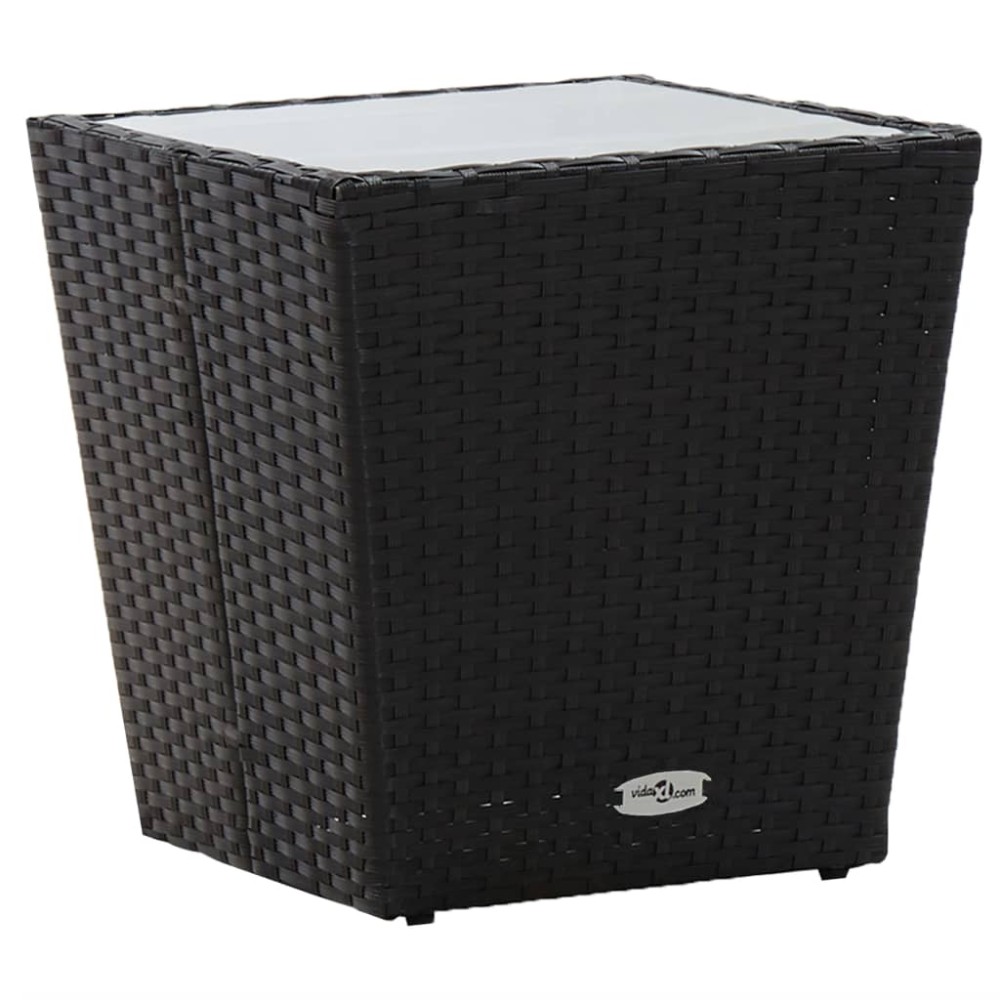 vidaXL Masă de ceai negru 41,5x41,5x43 cm poliratan sticlă securizată