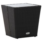 vidaXL Masă de ceai negru 41,5x41,5x43 cm poliratan sticlă securizată vidaXL Masă de ceai negru 41,5x41,5x43 cm poliratan sticlă securizată