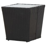 vidaXL Masă de ceai negru 41,5x41,5x43 cm poliratan sticlă securizată vidaXL Masă de ceai negru 41,5x41,5x43 cm poliratan sticlă securizată