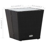 vidaXL Masă de ceai negru 41,5x41,5x43 cm poliratan sticlă securizată vidaXL Masă de ceai negru 41,5x41,5x43 cm poliratan sticlă securizată