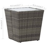 vidaXL Masă de ceai gri 41,5x41,5x43 cm poliratan sticlă securizată vidaXL Masă de ceai gri 41,5x41,5x43 cm poliratan sticlă securizată