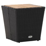 vidaXL Masă de ceai negru 41,5x41,5x43 cm poliratan lemn masiv acacia