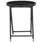 vidaXL Masă de ceai negru 60 cm poliratan sticlă securizată vidaXL Masă de ceai negru 60 cm poliratan sticlă securizată