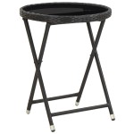 vidaXL Masă de ceai negru 60 cm poliratan sticlă securizată vidaXL Masă de ceai negru 60 cm poliratan sticlă securizată