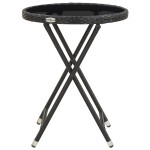 vidaXL Masă de ceai negru 60 cm poliratan sticlă securizată vidaXL Masă de ceai negru 60 cm poliratan sticlă securizată
