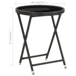 vidaXL Masă de ceai negru 60 cm poliratan sticlă securizată vidaXL Masă de ceai negru 60 cm poliratan sticlă securizată