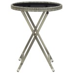vidaXL Masă de ceai gri 60 cm poliratan sticlă securizată vidaXL Masă de ceai gri 60 cm poliratan sticlă securizată