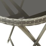 vidaXL Masă de ceai gri 60 cm poliratan sticlă securizată vidaXL Masă de ceai gri 60 cm poliratan sticlă securizată