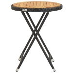vidaXL Masă de ceai negru 60 cm poliratan lemn masiv acacia vidaXL Masă de ceai negru 60 cm poliratan lemn masiv acacia