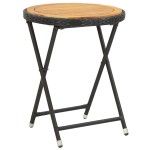 vidaXL Masă de ceai negru 60 cm poliratan lemn masiv acacia vidaXL Masă de ceai negru 60 cm poliratan lemn masiv acacia